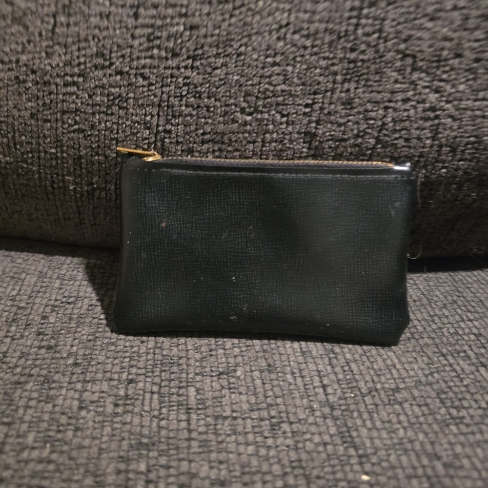 Vintage Small Black Textured Leather Zip Pouch